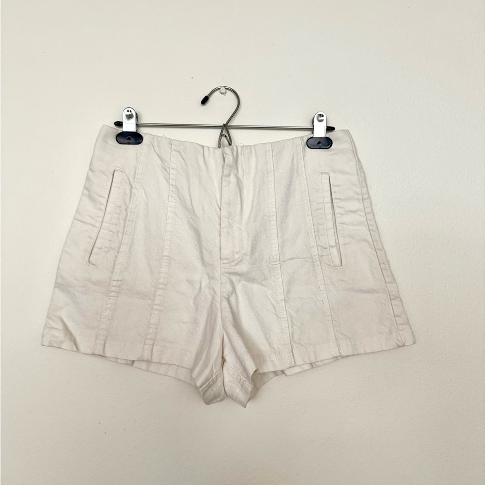 Zara High Waist Cream Shorts